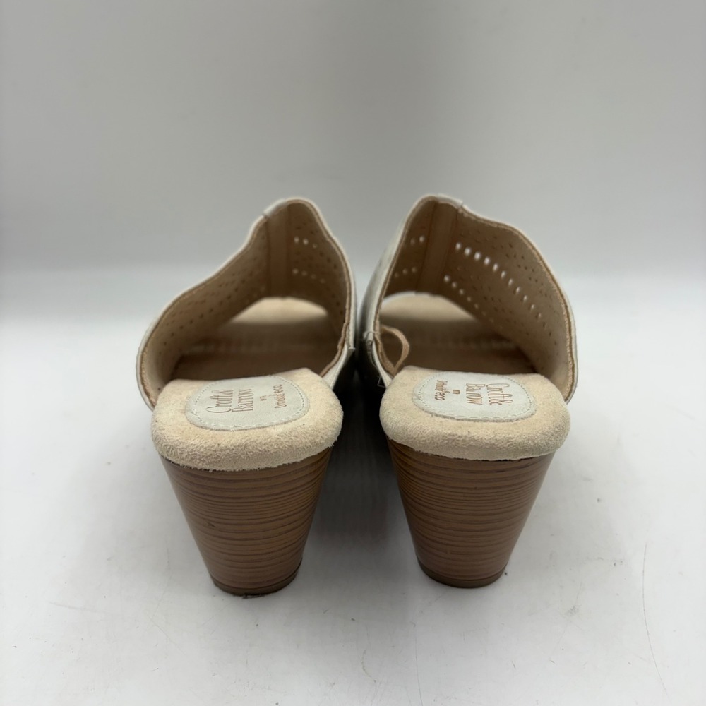 Croft & Barrow Womens Laser Cut Wedge Sandals Cream Ortholite Slide Mules 7.5 - Picture 4 of 8